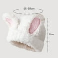 thumbnail image 6 of dianhelloya Women Winter Hat Cartoon Rabbit Ear Decor Ear Protection Soft Plush Thick Warm Cold Resistant Elastic Anti-slip Color Matching Lady Cap Black, 6 of 8