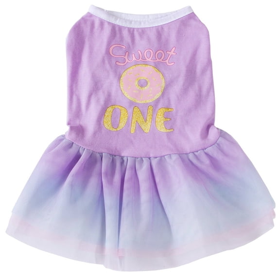 Nallwabiu Dog Princess Dress, Purple Summer Tutu Vest Shirt for Small Dogs, Pet Puppy Skirt Outfit with Cotton Comfort & Lace Detailing (12.2"x14.96")