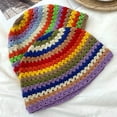 thumbnail image 2 of CoCopeaunts Ladies Bucket Hat Fashion Rainbow Knitting Spring Autumn Hollow Women Bucket Cap Trendy Outdoor Wide Brim Basin Hat, 2 of 8
