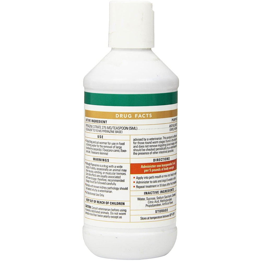Wormeze Liquid Wormer With Piperazine For Cats  Dogs 8 oz.