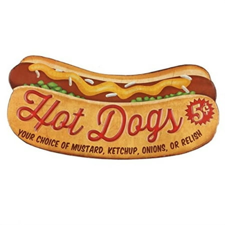 Open Road Brands 40174 Die Cut Embossed Tin Sign, Hot (Best Store Brand Hot Dogs)