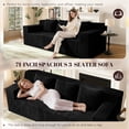 thumbnail image 3 of 71" Corduroy Boneless Loveseat Sofa, Modern 3-Seater Cloud Couch with Memory Foam & 3 Pillows, No Assembly Required, 3 of 9