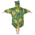thumbnail image 2 of Dailycode Wearable Blanket Hoodie Oversized Sherpa Flannel Blankets with Pocket for 3-14 Year Old Cartoon Pineapple and Tropical Leaves, 2 of 7