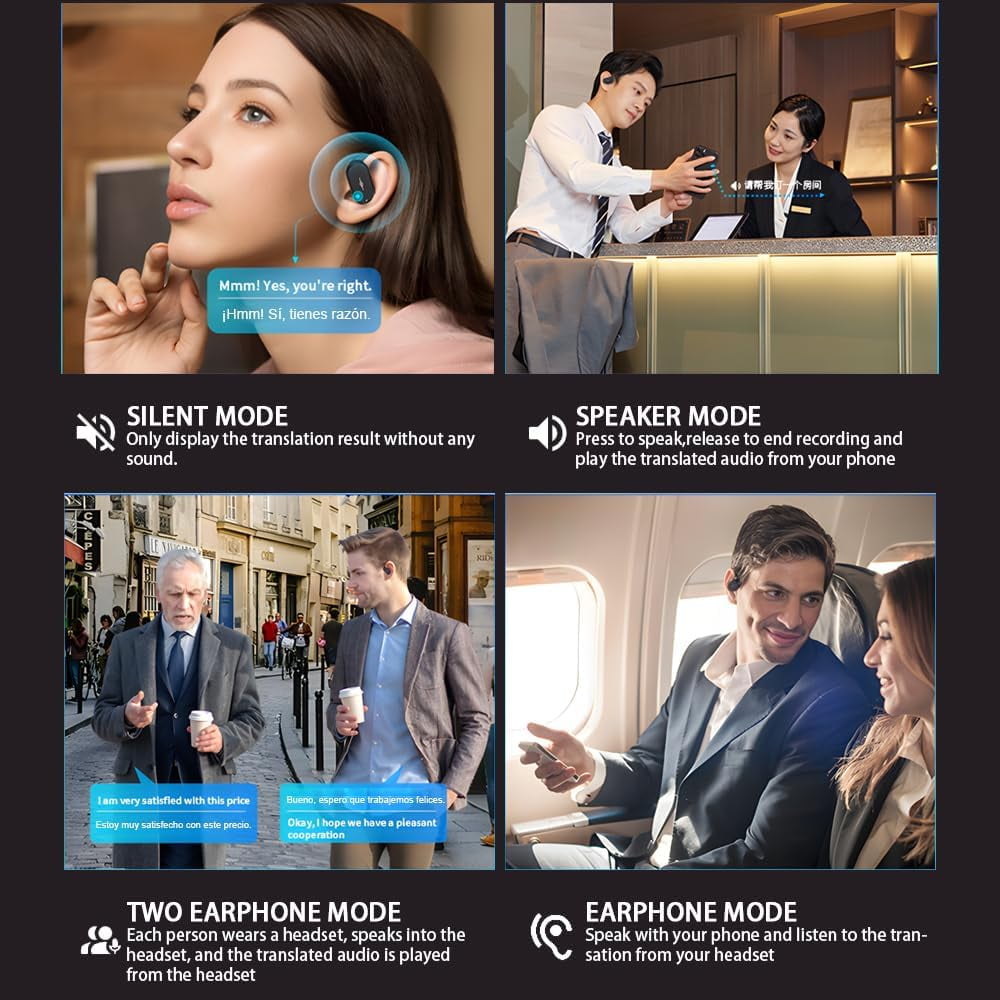 Ai Translation Earbuds Real Time,144 Language Translator Earbuds, Translating Earbuds, Bluetooth Headphones Translation Language Device for iPhone and Android Ear Bud Translator