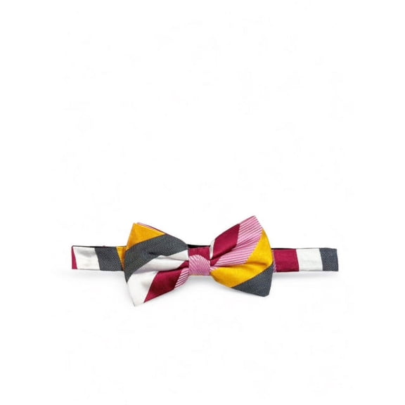 Multi-color Striped Silk Bow Tie and Pocket Square