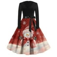 thumbnail image 2 of Women's Casual Fashion Print Long Sleeve V Neck Dress with AI Christmas Theme, Retro Party Casual Dress for Fall and Winter, Elegant and Comfortable Seasonal Wear,Watermelon Red,2XL, 2 of 4