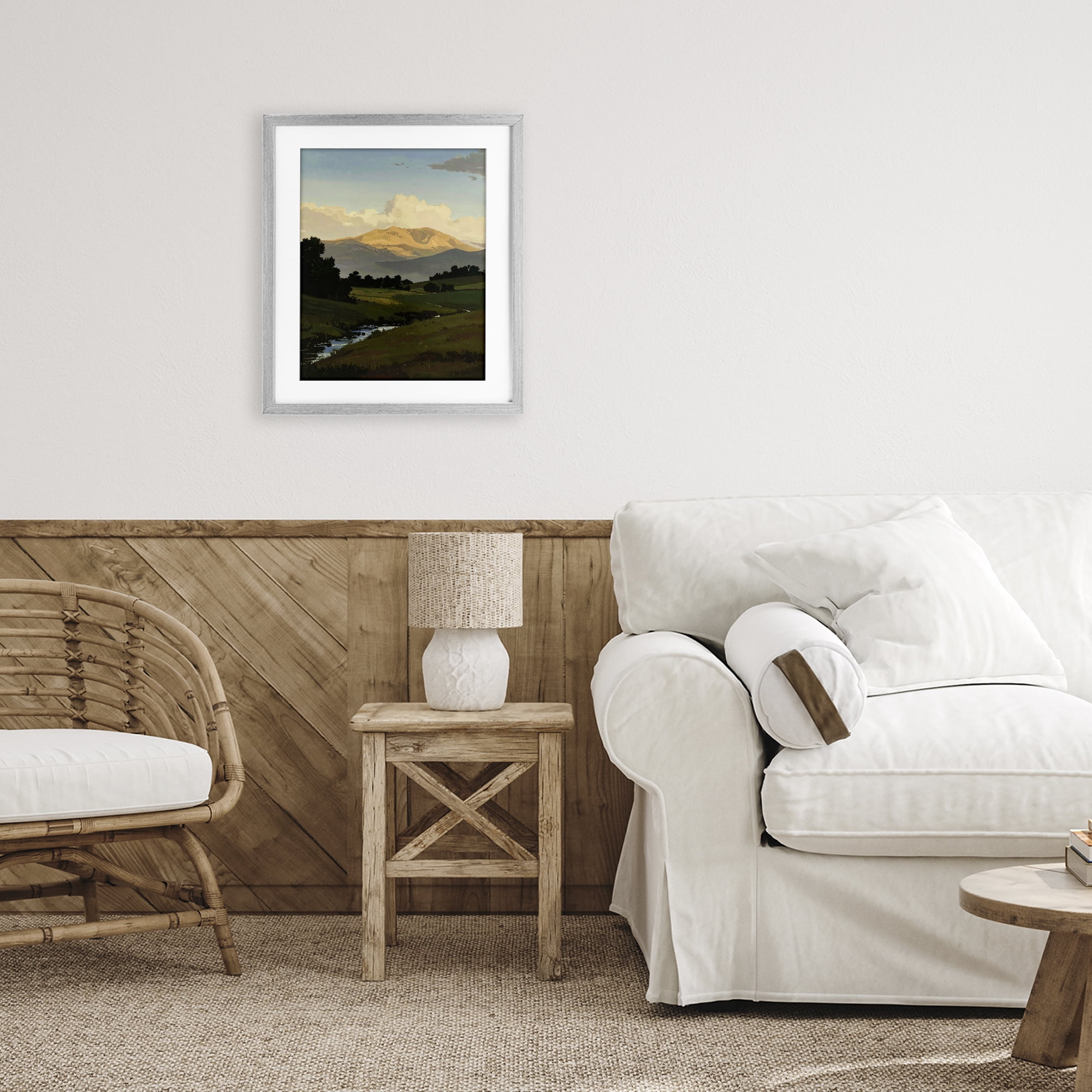 Stupell Industries Across The Valley Nature Gray Framed Print Under Glass, design by Alonza Saunders