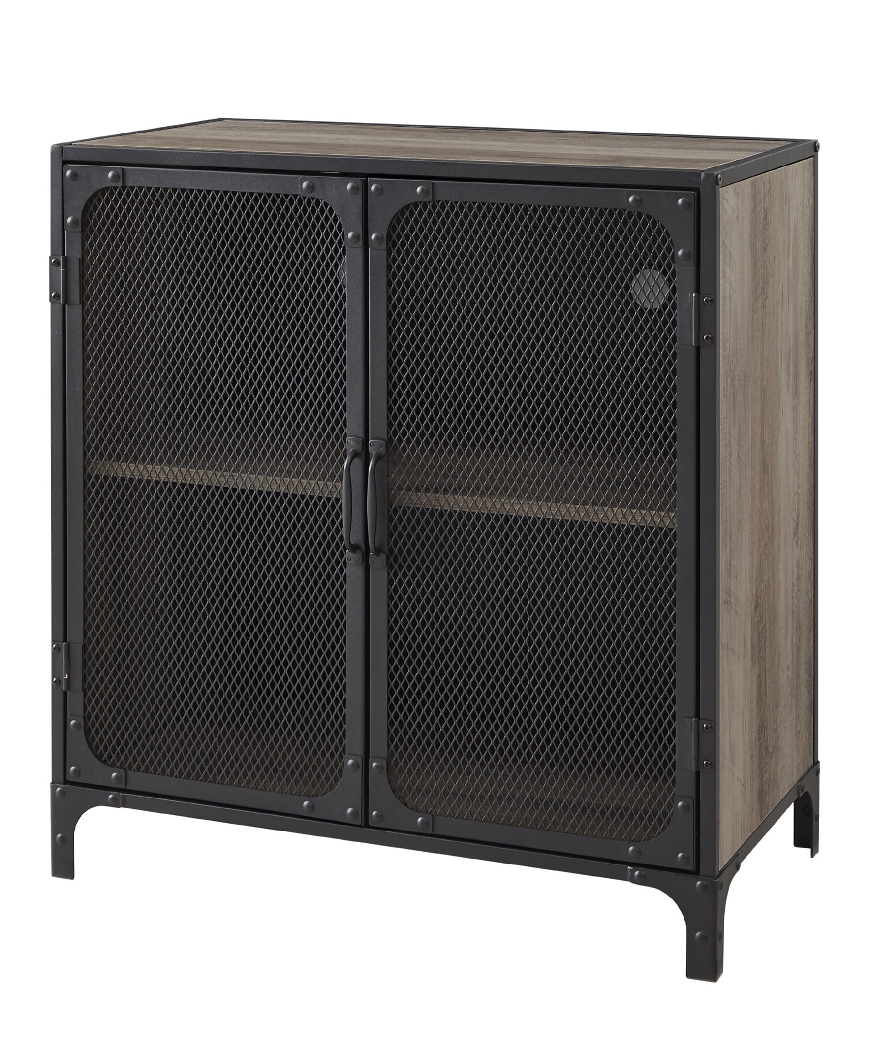 Manor Park Industrial Wood and Metal Accent Cabinet, Grey Wash