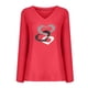 thumbnail image 4 of Camiseta de manga larga informal con cuello en V para mujer Pompotops  gfhjh21920, 4 of 4