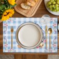 thumbnail image 4 of Easter Bunny Placemats Set of 8, Spring Easter Eggs Chick Floral Blue Check Placemats for Dining Table, Place Mats for Kitchen Tabletop, Waterproof Wipeable Dining Table Mats Set, 4 of 9