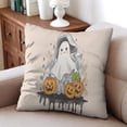 thumbnail image 3 of Ghost Pumpkin Throw Pillow Cases 20x20 Inch Set of 2 Happy Halloween Pumpkin Ghost Pillow Cases Throw Cushion Cover Cushion Cases for Living Room Decoration, 3 of 6