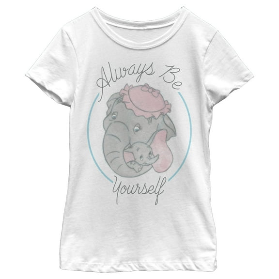 Girl's Dumbo Always Be Yourself Graphic Tee White Small