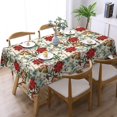 thumbnail image 2 of Christmas Tablecloth 60 X 84 Inch Rectangular, Winter Christmas Poinsettia and Bells Table Cloth Washable New Year Decor Table Cover for Party Picnic Dinner, 2 of 6