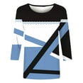 thumbnail image 4 of YanHoo 3/4 Sleeve Tops Womens Plus Size 3/4 Tunic Tops Color Block Dressy Crewneck Blouse Pullover Casual Sweatshirts 2025 Christmas Valentine's Day Outfits, 4 of 6