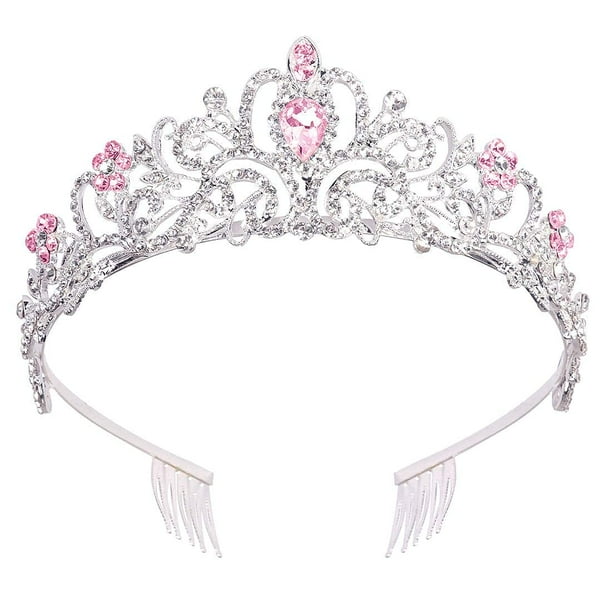 Didder Tiara de cristal plateado corona diadema princesa elegante corona con peines para mujeres niñas novia boda fiesta de cumpleaños