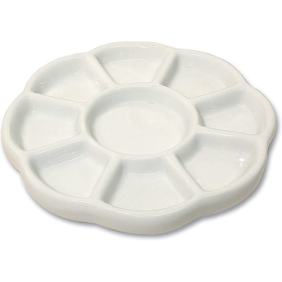 The Beadsmith Ceramic Mixing Palette, Sunflower Design Bead Tray, Arts & Crafts Accessories Organizer, 5.5' x 5.5' x .5', 9 Compartments (1 Palette)