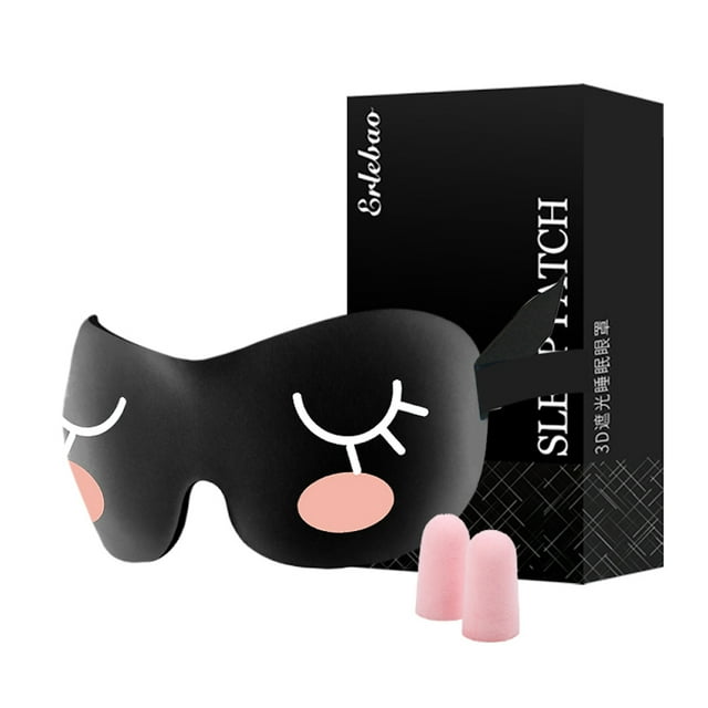 Máscara para dormir 3D, con los ojos vendados, transpirable, negra
