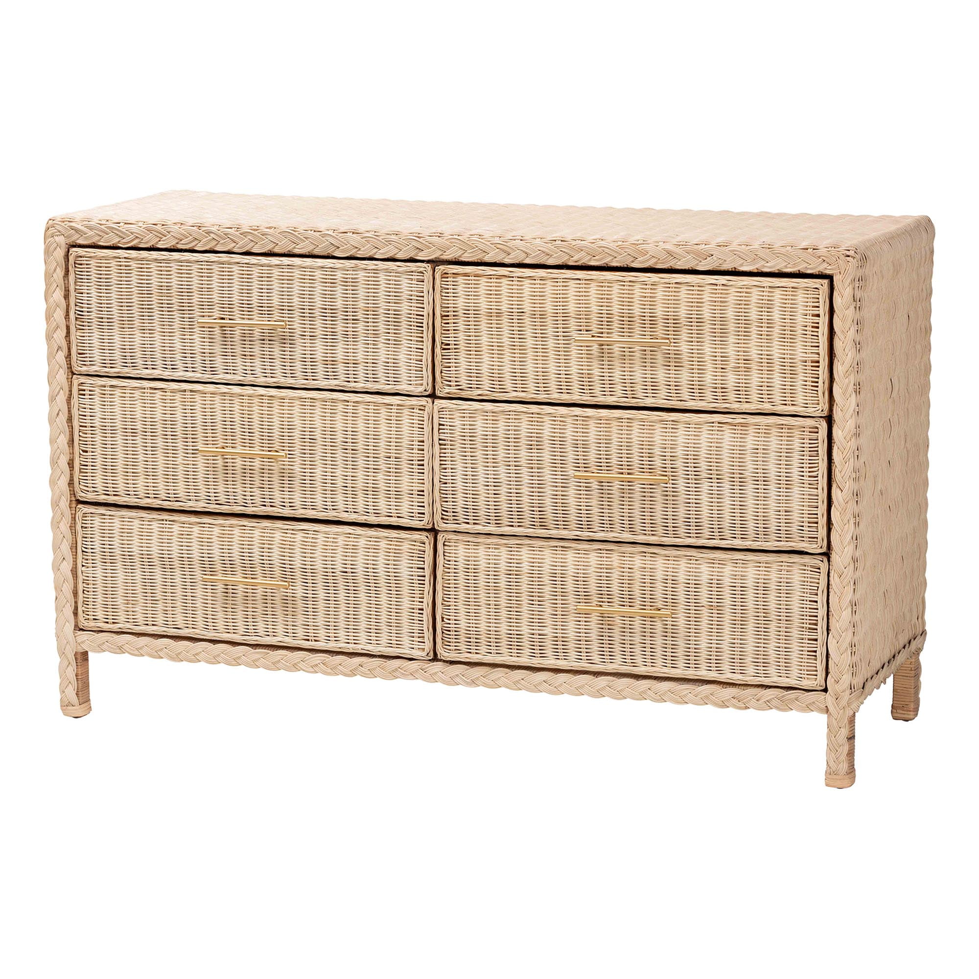 bali & pari Lanica Japandi Dresser, 6-Drawer, Sun-Bleached Rattan