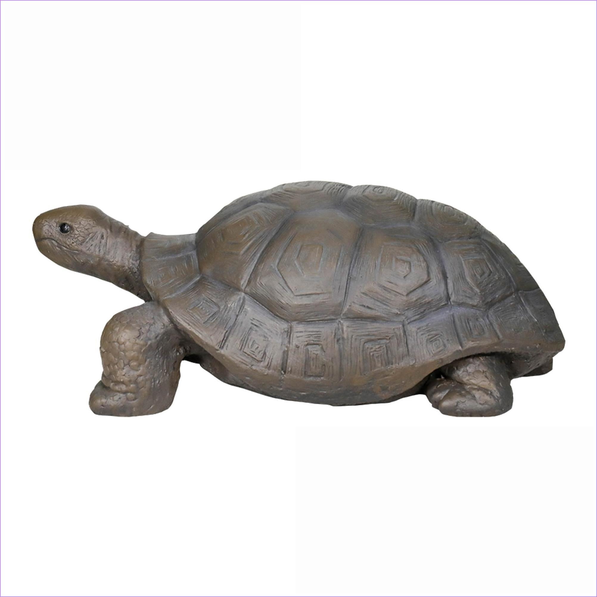 Garden Statues | Large Turtle Outdoor Sculpture, Charcoal Gray, Weather Resistant for Garden Patio Lawn | Concrete Cement | Brown