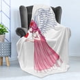 thumbnail image 4 of Anime Soft Flannel Fleece Blanket, Fairytale Character Angel in a Pink Dress Holding a Heart Romantic Valentines Day, Cozy Plush for Indoor and Outdoor Use, 50" x 70", Pink Red White, by Ambesonne, 4 of 5