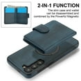 thumbnail image 4 of Decase for Samsung Galaxy S23 Flip PU Leather Back Cover with 2-in-1 Detachable Magnetic Wallet with 5 Card Slots Compatible Mag-Safe and RFlD Blocking Kickstand and Wireless Charging,Blue, 4 of 6