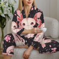thumbnail image 6 of Pajama Sets for Women 2 Pcs, Cute Axolotl Flower Blossoms Button Down Long Sleeve Sleepwear Lounge PJ Sets, 6 of 6