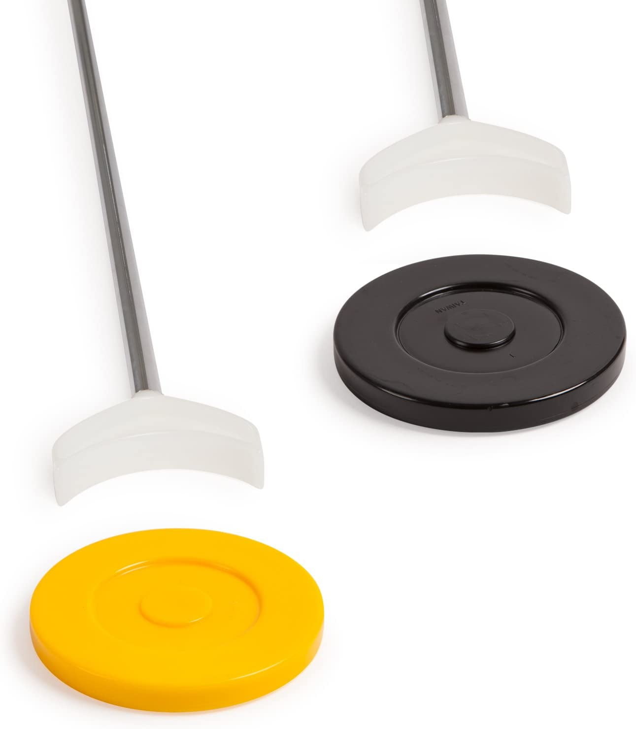 Champion Sports Economy Shuffleboard Set: Indoor Outdoor Game - 8 Pucks 4 Cue Sticks & Plastic Court, 30 x 180"