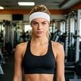 thumbnail image 4 of Sweat Wicking Sports Headband Quick Dry Stretch Workout Sweatband Non Slip Athletic Head Wrap For Running Yoga Gym Cycling Fitness(White-18Cm), 4 of 5