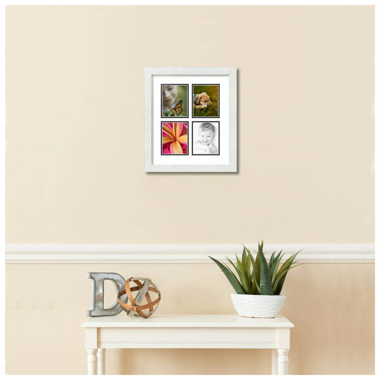 ArtToFrames Collage Photo Picture Frame with 4 - 4x6 Openings, Framed in  White with Super White and Black Mats (CDM-3966-14)