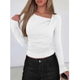 thumbnail image 3 of PRETTYGARDEN Women's Long Sleeve T Shirts Asymmetrical Y2K Slim Fitted Going Out Trendy Tops Early Fall Fashion Clothing, 3 of 10