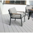 thumbnail image 3 of Armen Living Nofi&nbsp;Outdoor Patio&nbsp;Dining Chair in Charcoal Finish with Taupe Cushions and&nbsp;Teak Wood Accent Arms&nbsp; - Set of 2, 3 of 6