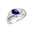 thumbnail image 3 of RYLOS Men's Rings Sterling Silver Ring - Timeless Pear Shape Cabochone Gemstone & Diamonds - Tear Drop Cabochon SAPPHIRE Rings For Men  Size 9, 3 of 6