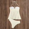 thumbnail image 5 of Summer Saving Clearance! Plus Size Bathing Suit for Women Solid Color Fashion Sexy No Buckle Adjustable Backless Bikinis Sets Swim Top with Shorts, 5 of 7