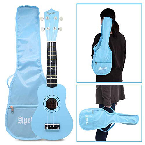 Apelila 21 inch Soprano Ukulele Acoustic Mini Guitar Musical Instrument with Bag Amateur Strings for Beginner Pick Kid 21 Light Pink #2 Starter 