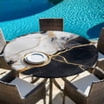 thumbnail image 6 of Marble Black Round Tablecloth, Fitted Table Cover with Elastic for 55"-60" Round Tables, Abstract Gold White Brick Stone Motif Table Cloth Outdoor Indoor Dinning Party Waterproof Tablecloths, 6 of 7