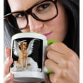 thumbnail image 2 of 3dRose, Golden Retriever Angel Dog Sitting on a Cloud with a cute Halo and Angel Wings, 15oz Two-Tone Green Mug, 2 of 7