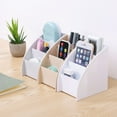 thumbnail image 2 of Tabletop Storage Organizer TV Remote Control Holder Stationery Pen Box Container Cosmetics Partition Storage Box Sundries Shelf, 2 of 6