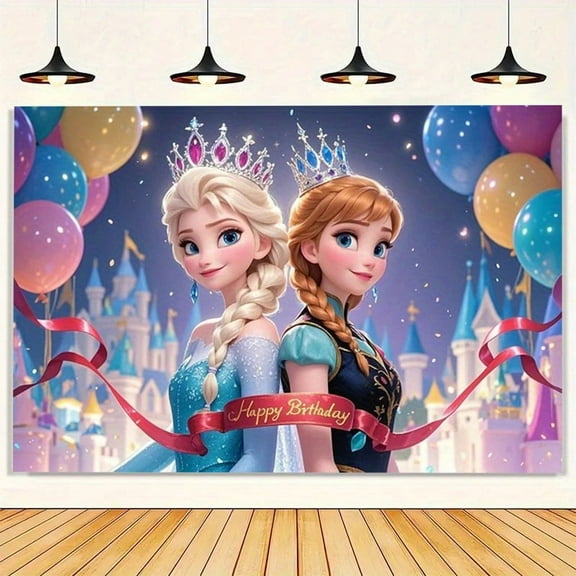 Frozen party background - Vibrant polyester indoor/outdoor decorations and magic castles, suitable for birthdays, Valentine's Day, colorful celebrations and garden party decorations