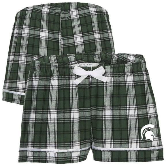 Women's Boxercraft Green Michigan State Spartans Flannel Shorts