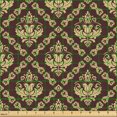 thumbnail image 2 of Ambesonne Brown Floral Fabric by the Yard Upholstery, Vintage Curves Strokes, 2 Yards, Brown Pale Camel, 2 of 5