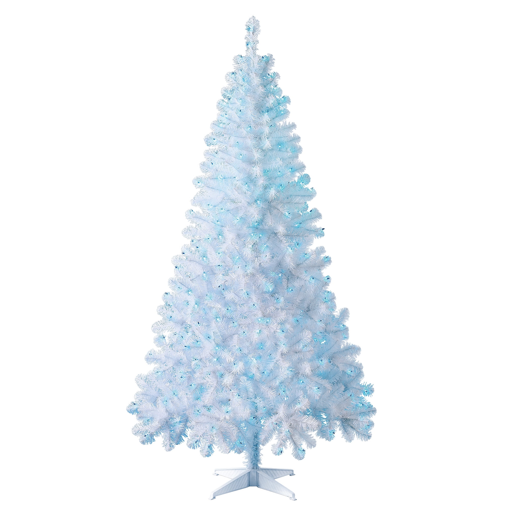 Pre-Lit Multi-Color Lights White Artificial Christmas Tree 6.5-ft Madison Pine 