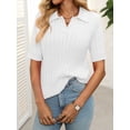 thumbnail image 4 of EASYBRA Women Cable Knit Sweater Polo Collar Loose Fit Pullover Casual Wear Cotton Polyester, 4 of 7