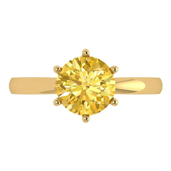 Solitaire Engagement Ring for Women - 2ct Natural Citrine in 18K Yellow Gold Promise Ring