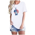 thumbnail image 1 of Tops Cortos para Mujeres Bandera de Moda Impresa Cuello Redondo, Camiseta de Manga 3/4 para Uso Diario, Casero Y Cómodo, 1 of 4