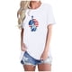 thumbnail image 1 of Tops Cortos para Mujeres Bandera de Moda Impresa Cuello Redondo, Camiseta de Manga 3/4 para Uso Diario, Casero Y Cómodo, 1 of 4