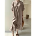 thumbnail image 3 of ZANZEA Womens Dresses Short Sleeve O-Neck Buttons on the Back Puff Sleeve Dress, 3 of 6