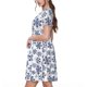 thumbnail image 2 of Balery Dark Blue Snowflakes Vestidos sueltos de manga corta para mujer, vestidos de verano 2025, vestidos casuales de corte A con vuelo., 2 of 6