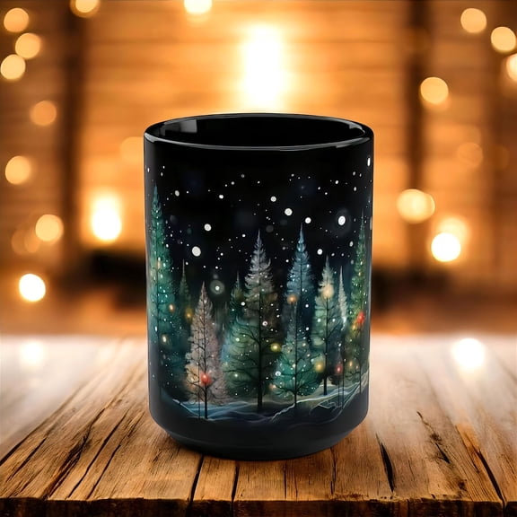 Winter Pine Tree Mug Festive Forest Drinkware Snowy Evergreen Tree Ceramic