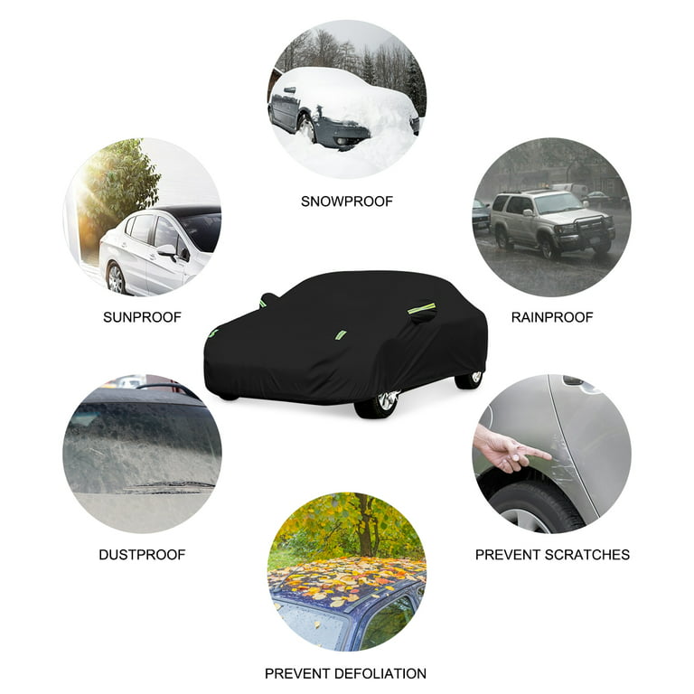 Black Waterproof Universal Full Car Cover All Weather Protection Outdoor  Indoor Use for Sedan - 193 x 71 x 59