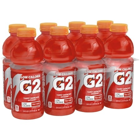 Gatorade G2 Low Calorie Thirst Quencher, Fruit Punch, 8 Count, 20 fl oz Bottles